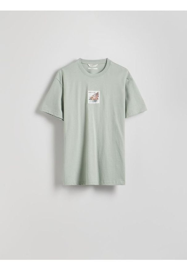 Reserved - T-shirt comfort fit - jasnozielony. Kolor: zielony. Materiał: bawełna, dzianina