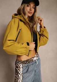 Renee - Żółta Kurtka w Stylu Oversize z Kapturem i Kieszeniami Lorlio. Okazja: na co dzień. Typ kołnierza: kaptur. Kolor: żółty. Styl: casual, elegancki #3