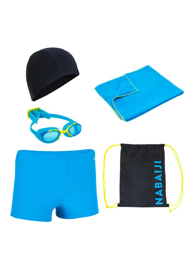 NABAIJI - Zestaw pływacki dla dzieci Nabaiji 100 Start. Kolor: niebieski. Materiał: materiał, poliester, elastan