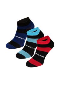 Skarpetki Sportowe Męskie krótkie trójpak EXTREME HOBBY STRIPES 3-pack. Kolor: czerwony, niebieski, wielokolorowy. Sport: turystyka piesza