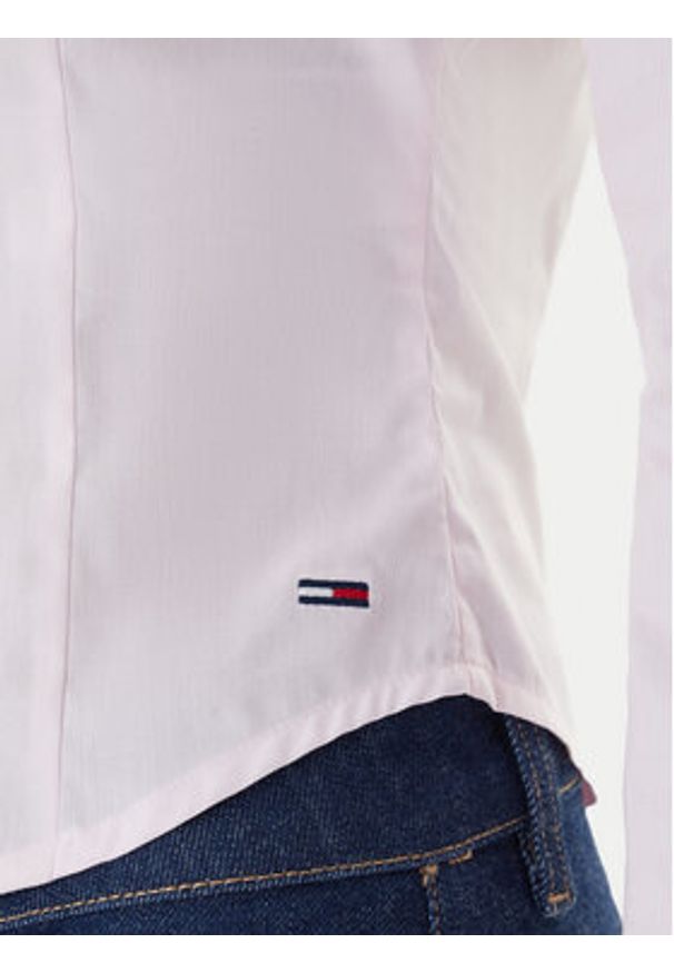 Tommy Jeans Koszula Baby DW0DW22604 Różowy Slim Fit. Kolor: różowy. Materiał: bawełna