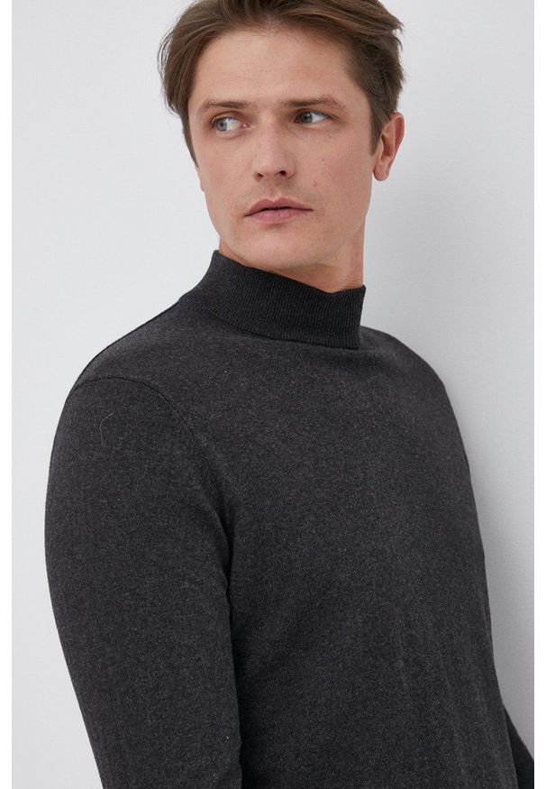 Pepe Jeans - Sweter z domieszką wełny Charles. Kolor: szary. Materiał: wełna. Długość rękawa: długi rękaw. Długość: długie