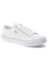 Big-Star - Trampki damskie Big Star, materiałowa cholewka sznurowany fason klasyczna biała podeszwa złote detale minimalistyczny design, białe, TT274772. Zapięcie: sznurówki. Kolor: biały. Materiał: materiał. Szerokość cholewki: normalna. Styl: klasyczny #1