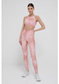 Reebok legginsy treningowe Les Mills® Lux Bold damskie kolor różowy wzorzyste. Kolor: różowy. Materiał: materiał, poliester, skóra, dzianina. Wzór: ze splotem