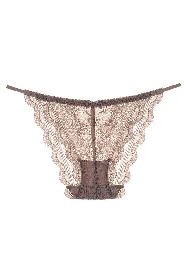 Intica - Koronkowe figi z paskami na biodrach na specjalne okazje Leonella. Kolor: beżowy. Materiał: koronka. Wzór: koronka