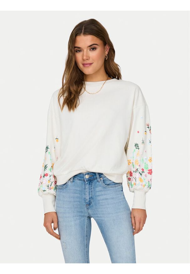 only - ONLY Bluza Brooke 15216364 Biały Regular Fit. Kolor: biały. Materiał: syntetyk