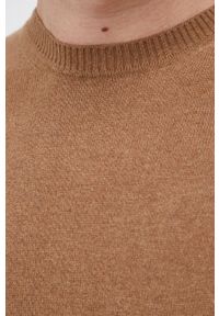 Sisley - Sweter z domieszką wełny. Okazja: na co dzień. Kolor: beżowy. Materiał: wełna. Długość rękawa: długi rękaw. Długość: długie. Styl: casual