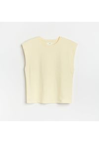 Reserved - Bawełniany t-shirt - Żółty. Kolor: żółty. Materiał: bawełna #1