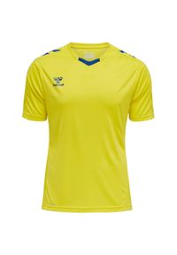 Koszulka piłkarska z krótkim rękawem męska Hummel Core XK Poly Jersey S/S. Kolor: wielokolorowy, żółty, niebieski. Materiał: jersey. Długość rękawa: krótki rękaw. Długość: krótkie. Sport: piłka nożna