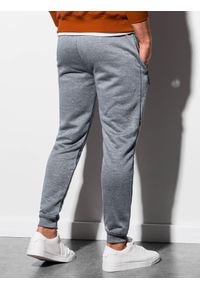 Ombre Clothing - Spodnie męskie dresowe joggery P902 - szary melanż - XXL. Kolor: szary. Materiał: dresówka. Wzór: melanż. Styl: sportowy