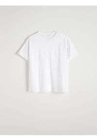 Reserved - Bawełniany t-shirt - biały. Kolor: biały. Materiał: bawełna. Wzór: gładki #1