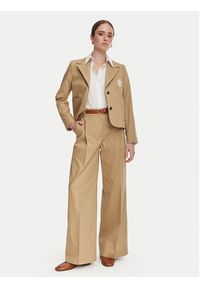 TOMMY HILFIGER - Tommy Hilfiger Spodnie materiałowe Dressing WW0WW50135 Beżowy Wide Leg. Kolor: beżowy. Materiał: bawełna #2
