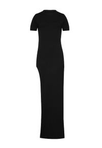 MUUV Sukienka Side Slit kolor czarny maxi dopasowana. Okazja: na co dzień. Kolor: czarny. Materiał: bawełna, elastan. Długość rękawa: krótki rękaw. Typ sukienki: proste. Styl: casual. Długość: maxi #4