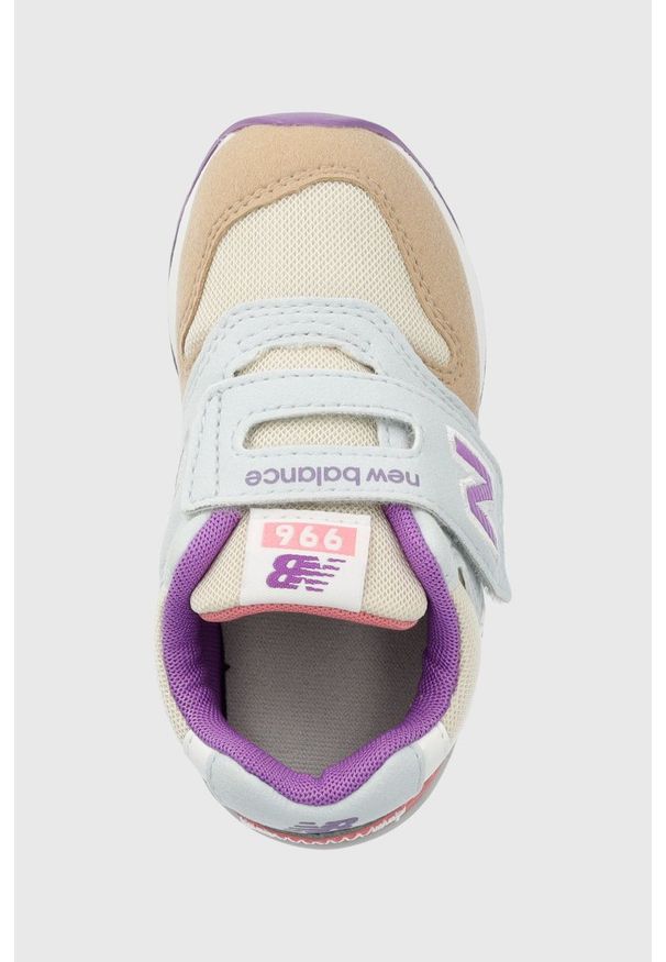 New Balance sneakersy dziecięce IZ996JF3 kolor beżowy. Nosek buta: okrągły. Zapięcie: rzepy. Kolor: beżowy. Materiał: guma. Model: New Balance 996