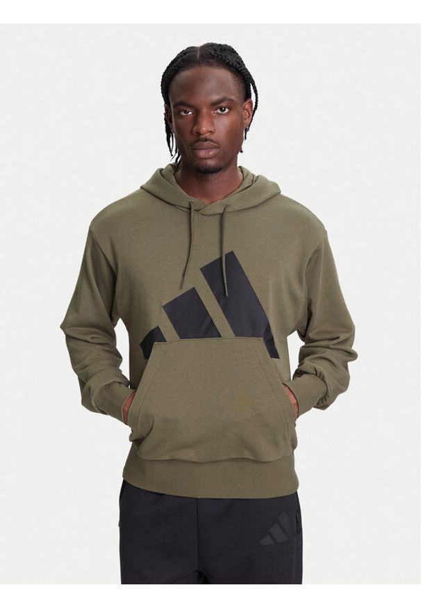 Adidas - adidas Bluza Essentials Big Logo JE8892 Khaki Regular Fit. Kolor: brązowy. Materiał: bawełna