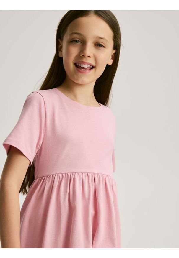 Reserved - Bawełniana sukienka - pastelowy róż. Kolor: różowy. Materiał: bawełna
