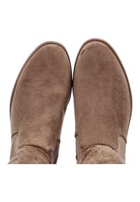 Brązowe Kozaki S.Barski Ażurowe Obuwie Damskie. Okazja: do pracy, na spacer, na co dzień. Kolor: brązowy. Szerokość cholewki: normalna. Wzór: ażurowy. Materiał: materiał. Sezon: zima, jesień. Obcas: na obcasie. Styl: casual. Wysokość obcasa: niski #4