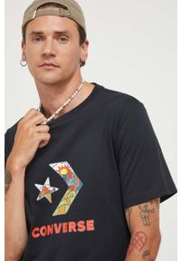 Converse t-shirt bawełniany kolor czarny z nadrukiem. Kolor: czarny. Materiał: bawełna. Wzór: nadruk #1
