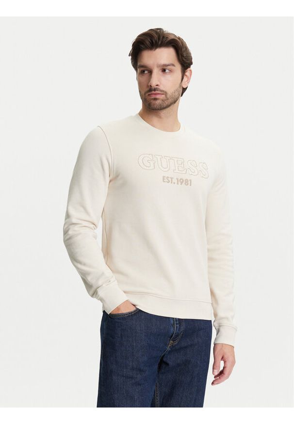 Guess Bluza M5YQ08 KCN01 Beżowy Regular Fit. Kolor: beżowy. Materiał: bawełna