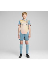 Puma - Szorty młodzieżowe Manchester City 24/25 PUMA Bold Blue Poppy Pink. Kolor: różowy, niebieski, wielokolorowy. Sport: piłka nożna