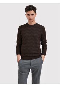 Selected Homme Sweter Romen 16085294 Brązowy Regular Fit. Kolor: brązowy. Materiał: bawełna
