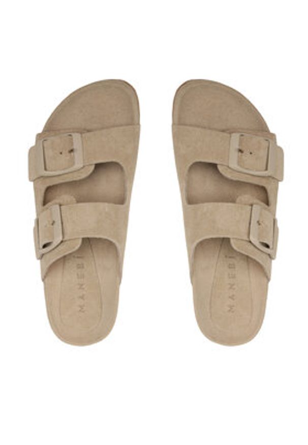 Manebi Klapki Traveler Nordic Sandals K 1.1 RT Beżowy. Kolor: beżowy. Materiał: zamsz, skóra