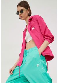 adidas Originals kurtka Always Original damska kolor różowy przejściowa oversize. Kolor: różowy. Materiał: materiał