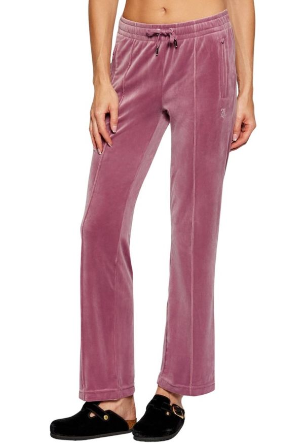 Juicy Couture - JUICY COUTURE Lawendowe spodnie dresowe damskie z cyrkoniami Tina Outline, Rozmiar S. Kolor: fioletowy. Materiał: dresówka
