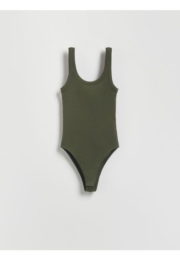 Reserved - Bawełniane body - jasny zielony. Kolor: zielony. Materiał: bawełna