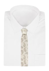 Elegancki Krawat Chattier - Kremowy we Wzór Paisley. Kolor: brązowy, beżowy, wielokolorowy. Materiał: tkanina. Wzór: paisley. Styl: elegancki #2