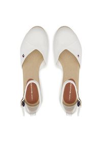 TOMMY HILFIGER - Tommy Hilfiger Półbuty Flag Closed Toe Mid Wedge Espad FW0FW08657 Biały. Kolor: biały. Materiał: materiał #4