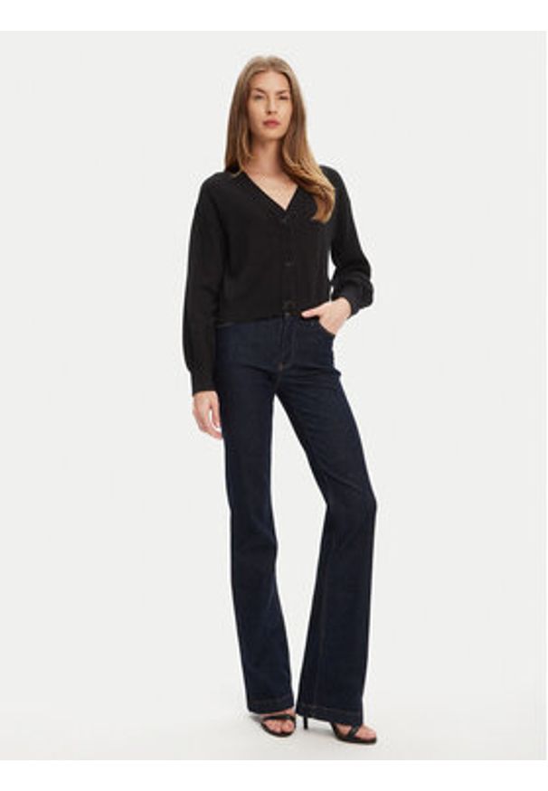 Guess Kardigan W5YR01 Z2ZK2 Czarny Regular Fit. Kolor: czarny. Materiał: wiskoza