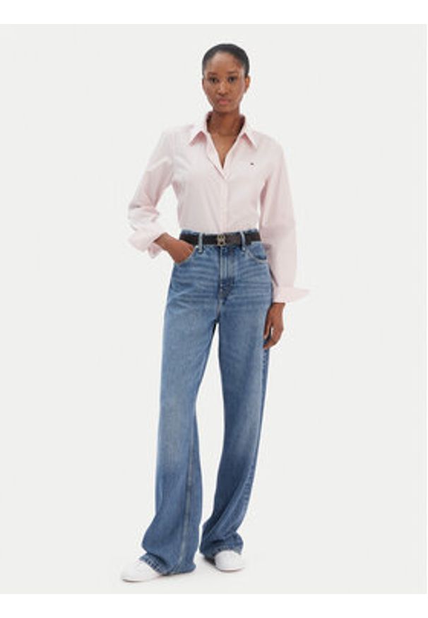 TOMMY HILFIGER - Tommy Hilfiger Koszula Ess WW0WW47169 Różowy Regular Fit. Kolor: różowy. Materiał: bawełna