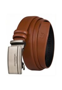 Skórzany pasek męski w jasnobrązowym kolorze z automatyczną klamrą Peterson PTN A006-AB TAN. Kolor: brązowy. Materiał: skóra. Styl: elegancki #1