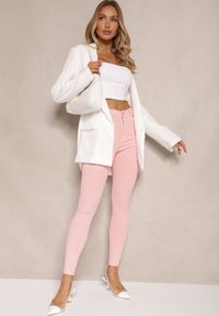 Renee - Różowe Skinny Jeansy z Bawełną High Waist Lorie. Okazja: na co dzień. Stan: podwyższony. Kolor: różowy. Styl: wizytowy, elegancki, casual #5