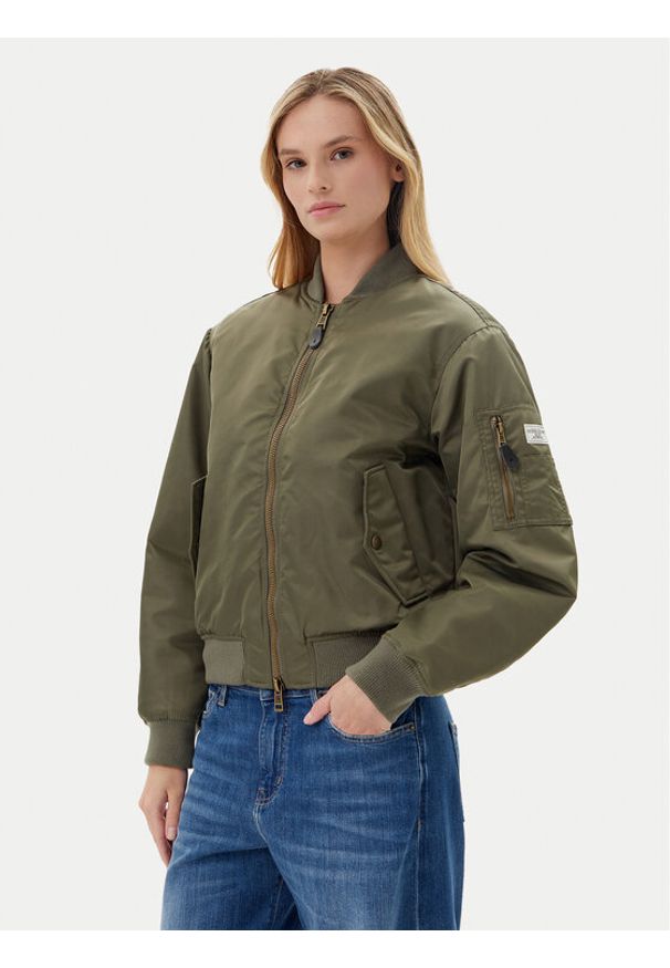 Guess Jeans Kurtka bomber W5RL81 WHAA2 Khaki Regular Fit. Kolor: brązowy. Materiał: syntetyk