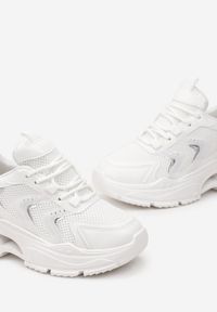 Renee - Białe Sneakersy na Grubej Podeszwie z Metalicznymi Wstawkami Seta. Okazja: na co dzień. Kolor: biały #5