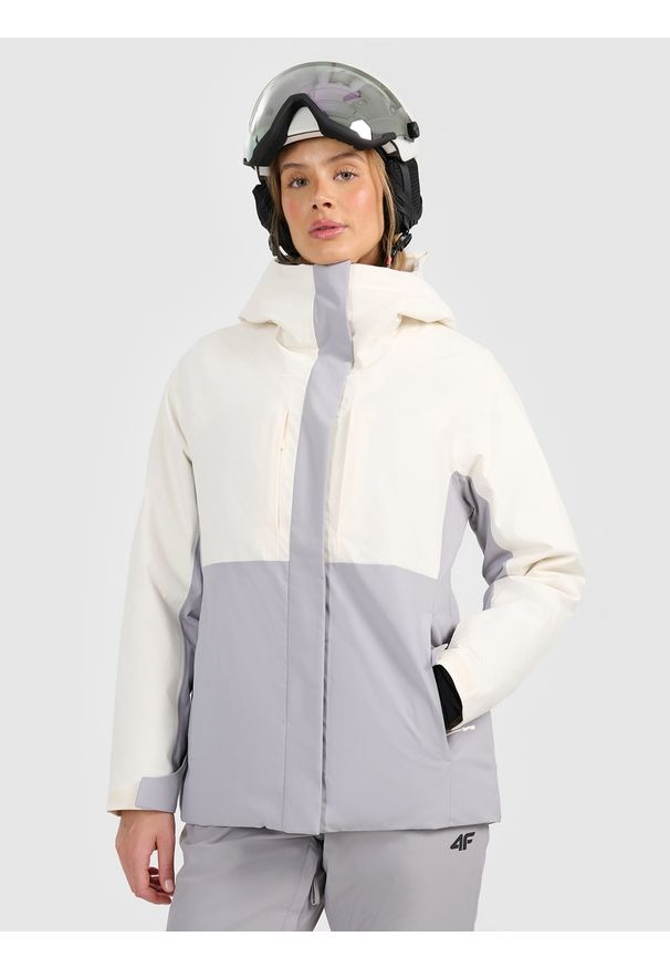 4f - 4F Kurtka narciarska membrana 8000 damska - beżowa L. Kolor: beżowy. Materiał: poliester, materiał. Wzór: gładki. Sezon: zima