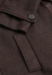 Renee - Brązowy Płaszcz Jednorzędowy z Wiskozą i Wełną Typu Trencz Maitila. Okazja: na co dzień, na spotkanie biznesowe. Kolor: brązowy. Materiał: wełna, wiskoza. Styl: casual, biznesowy, elegancki, klasyczny #5