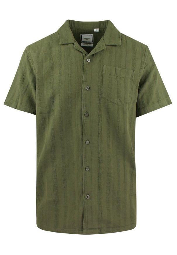 Letnia Koszula Weekendowa z Lnem - Brave Soul - Khaki. Okazja: na co dzień. Kolor: brązowy. Materiał: len, bawełna. Sezon: lato. Styl: casual