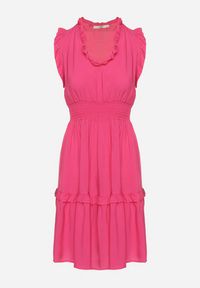 Born2be - Fuksjowa Sukienka z Wiskozą o Rozkloszowanym Kroju Bez Rękawów Folerose. Typ kołnierza: dekolt w serek. Kolor: różowy. Materiał: wiskoza. Długość rękawa: bez rękawów. Sezon: wiosna, lato. Typ sukienki: rozkloszowane. Styl: elegancki #7