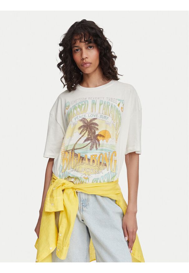 Billabong T-Shirt Sunset Mindset EBJZT00462 Kremowy Regular Fit. Kolor: kremowy. Materiał: bawełna