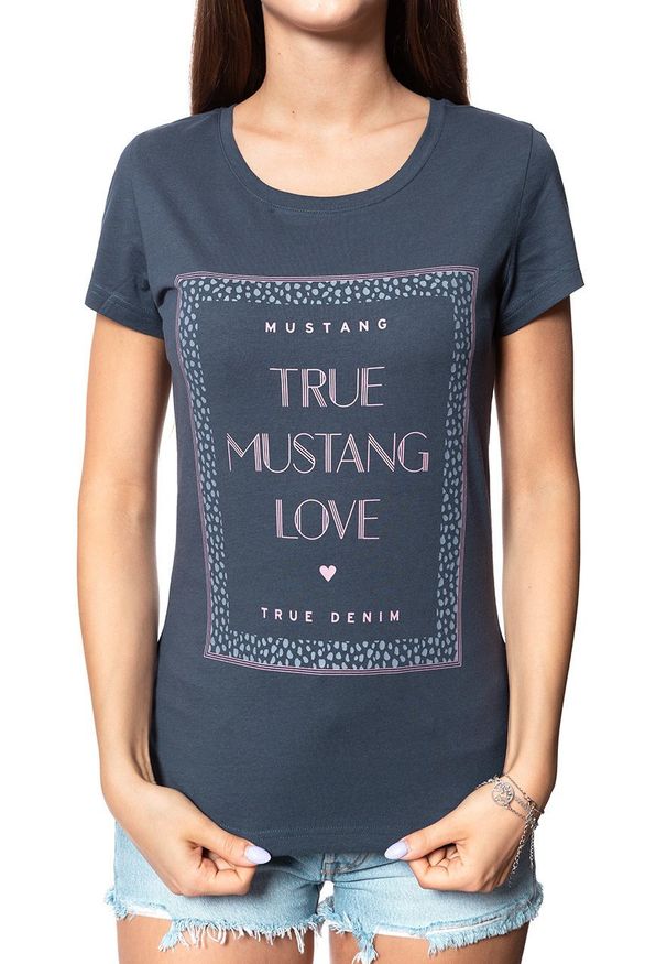 Mustang - MUSTANG T SHIRT DAMSKI Alexia C Print Blue Nights 1008973 4085. Wzór: nadruk
