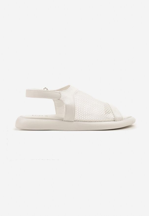 Born2be - Białe Sandały z Siateczkową Cholewką Ranevia. Okazja: na co dzień, na spacer. Zapięcie: rzepy. Kolor: biały. Styl: elegancki, casual