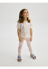 Reserved - Wzorzyste legginsy - pastelowy róż. Kolor: różowy. Materiał: bawełna