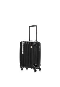 SWISSBAGS - Walizka na kółkach SwissBags Tourist czarna - mała 40 l. Kolor: czarny. Materiał: materiał. Wzór: napisy. Styl: elegancki, klasyczny #1