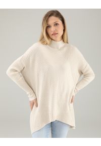 Unisono - LUŹNY SWETER Z DZIANINY 236-6103-2 BEIGE. Materiał: dzianina #1