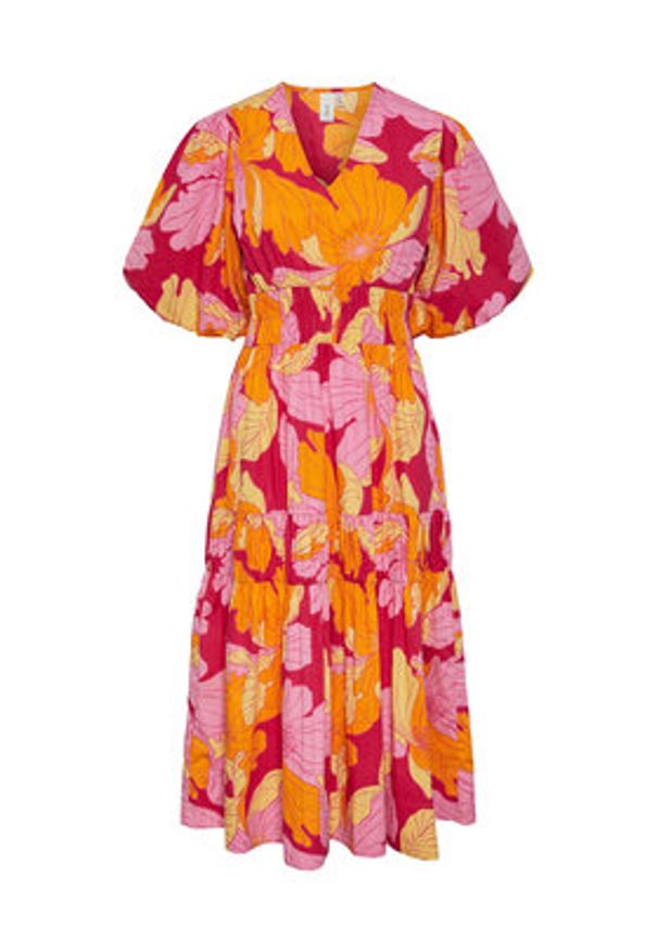 YAS Sukienka codzienna 26029918 Fioletowy Regular Fit. Okazja: na co dzień. Kolor: fioletowy. Materiał: bawełna. Typ sukienki: proste. Styl: casual