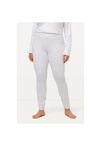 ULLA POPKEN - Damskie Narciarskie legginsy funkcyjne szybkoschnące bardzo ciepłe. Kolekcja: plus size. Kolor: biały. Materiał: poliester, materiał, elastan. Sezon: zima. Sport: narciarstwo #1