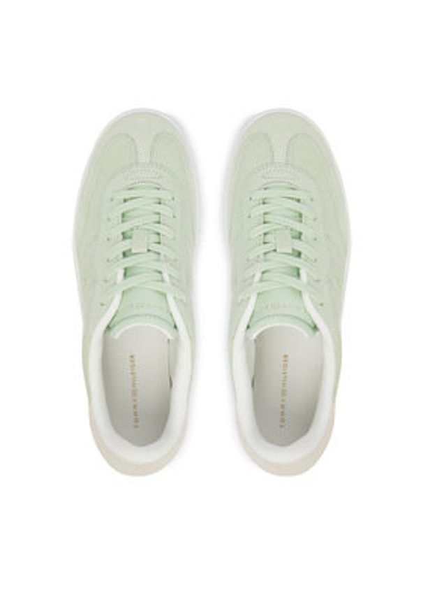 TOMMY HILFIGER - Tommy Hilfiger Sneakersy Th Heritage Monogram Sneaker FW0FW09180 Zielony. Kolor: zielony. Materiał: zamsz, skóra